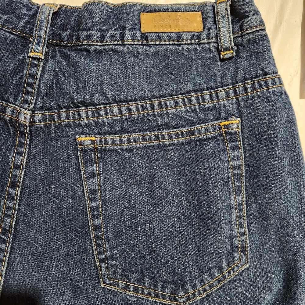 Cabela's Casuals Womens Red Fleece Lined Straight Blue Denim Jeans Size 12 - Picture 3 of 8